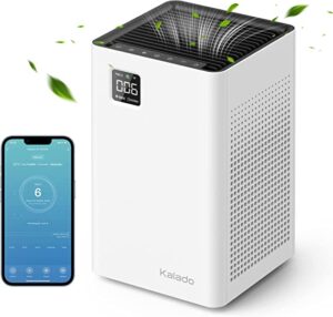 KALADO Purificadores de aire para el hogar, habitación grande de hasta 1300 pies cuadrados, control inteligente WiFi Alexa y monitor PM2.5, humo, polvo