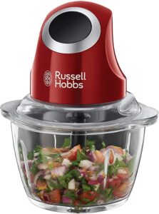 Russell Hobbs Picadora de Alimentos Desire - Picadora Eléctrica, Cuchillas de Acero Inoxidable, Accesorios Aptos para Lavavajillas, Manejo con 1 Único Botón, Capacidad de 500 ml, Rojo - 24660-56