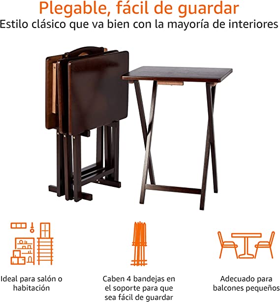 Mesita auxiliar de madera plegable con soporte